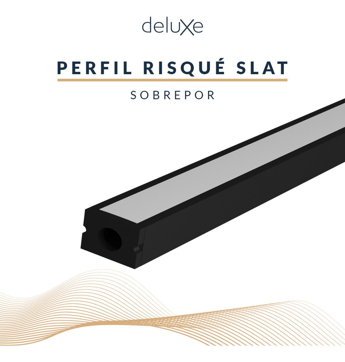 Perfil Barra Risqué Slat Sobrepor 17x15mm 2 Metros IP20 Preto Avant