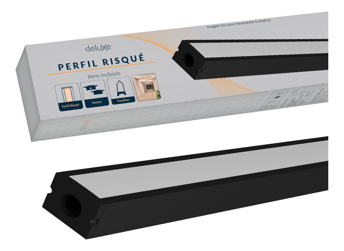 Perfil Barra Risqué Slat Sobrepor 17x15mm 2 Metros IP20 Preto Avant