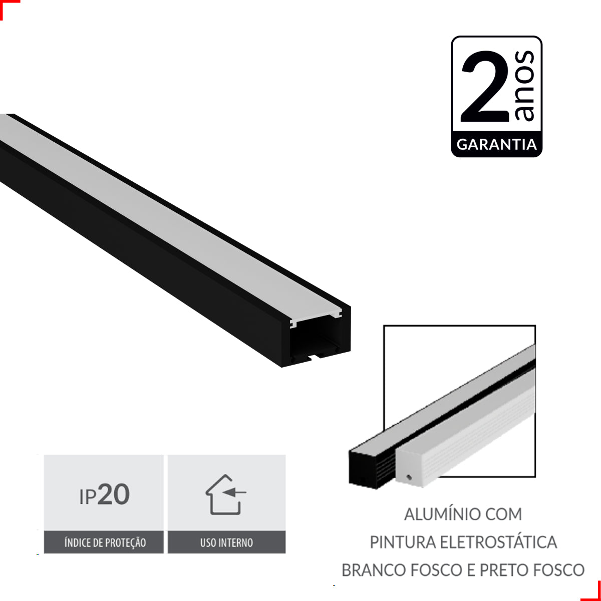 Perfil Barra Risqué Slat Sobrepor 17x08mm 2 Metros IP20 Branco Avant