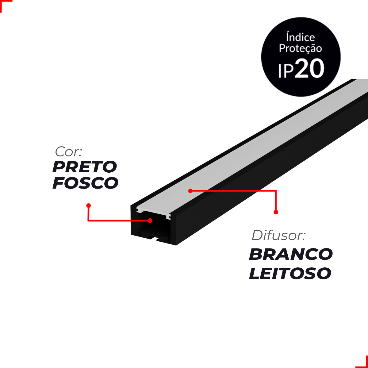 Perfil Barra Risqué Slat Sobrepor 17x08mm 2 Metros IP20 Branco Avant