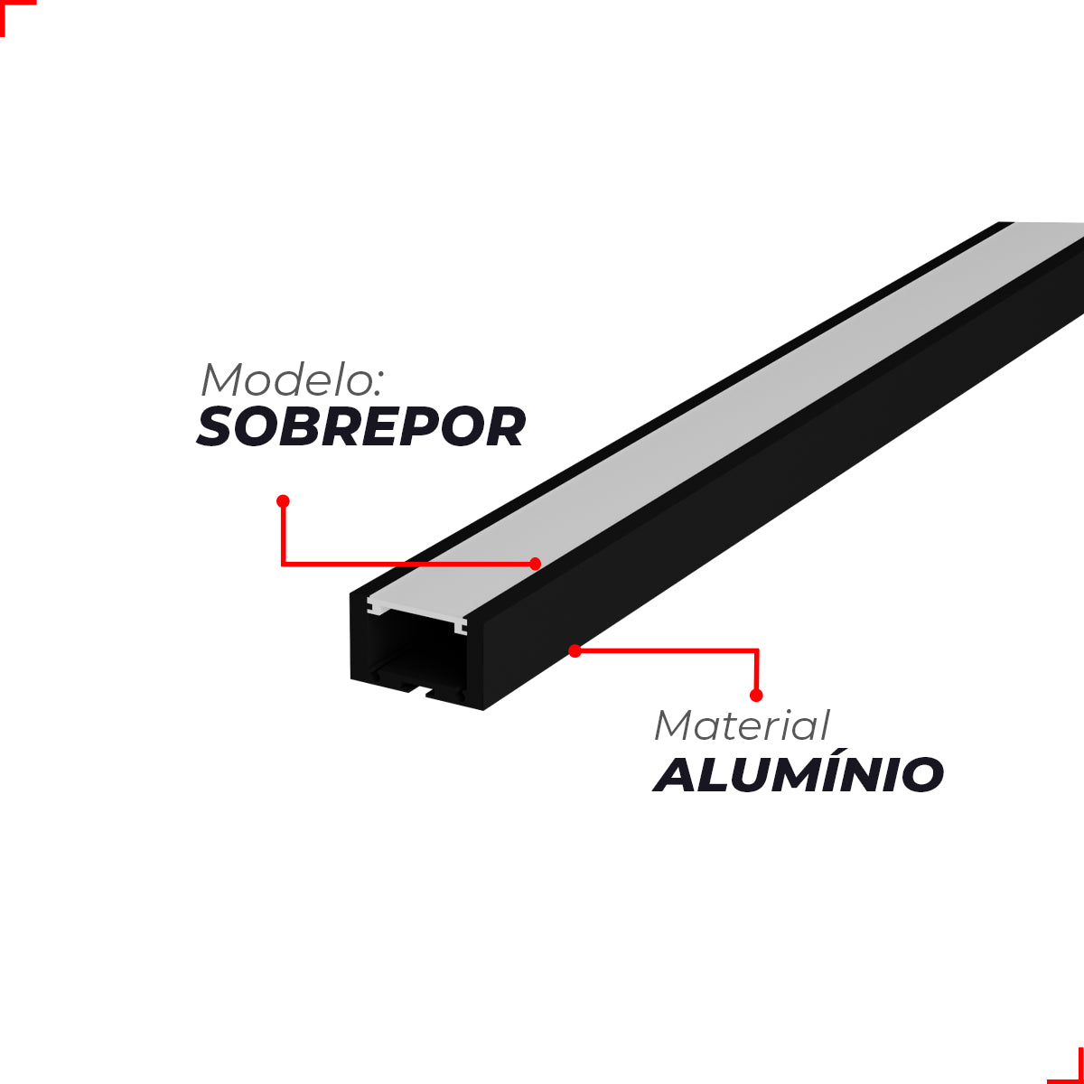 Perfil Barra Risqué Slat Sobrepor 17x08mm 2 Metros IP20 Branco Avant