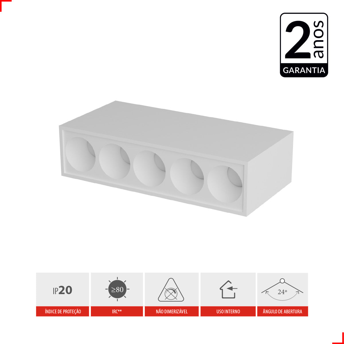 Spot Led Dots Redondo Sobrepor 10w 2700k/6500k IP20 Bivolt Branco Avant