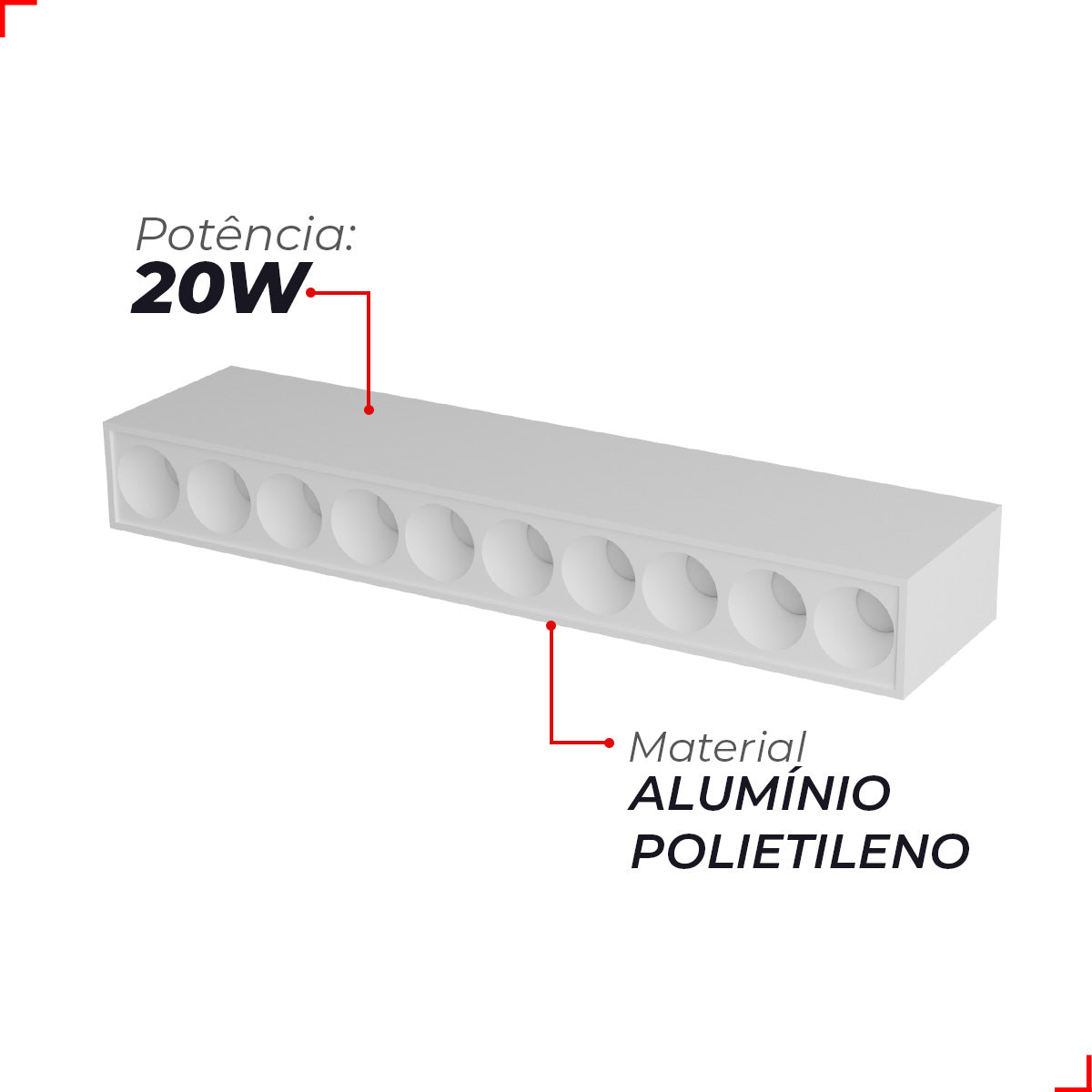 Spot Led Dots Redondo Sobrepor 20w 2700k/6500k IP20 Bivolt Branco Avant