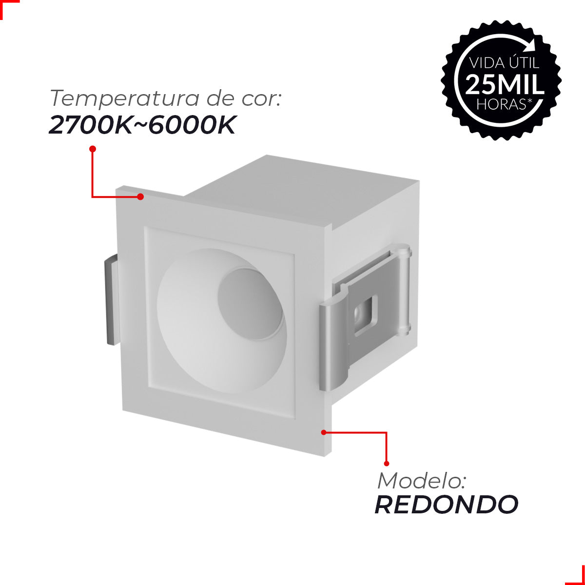 Spot Led Dots Redondo 2w 2700k/6500k Embutir IP20 Bivolt Branco Avant