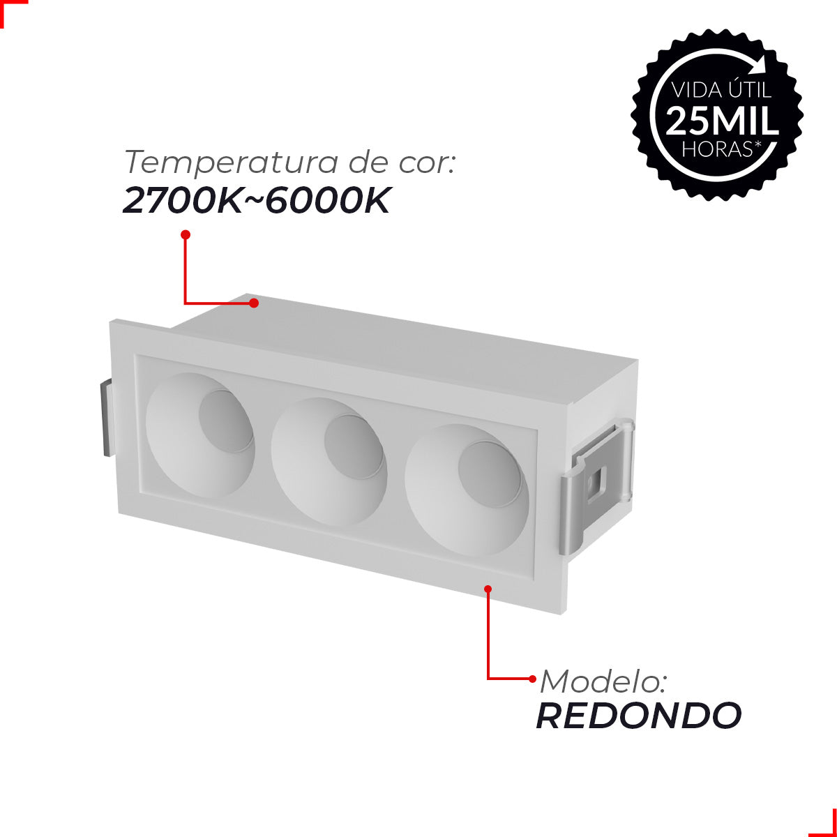 Spot Led Dots Redondo 6w 2700k/6500k Embutir IP20 Bivolt Branco Deluxe