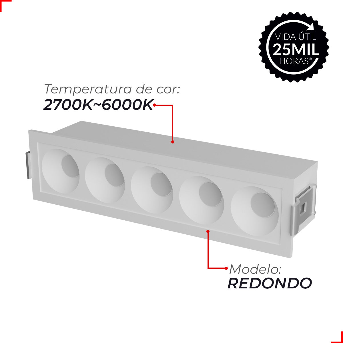 Spot Led Dots Redondo Embutir 10w 2700k/6500k IP20 Bivolt Branco Deluxe