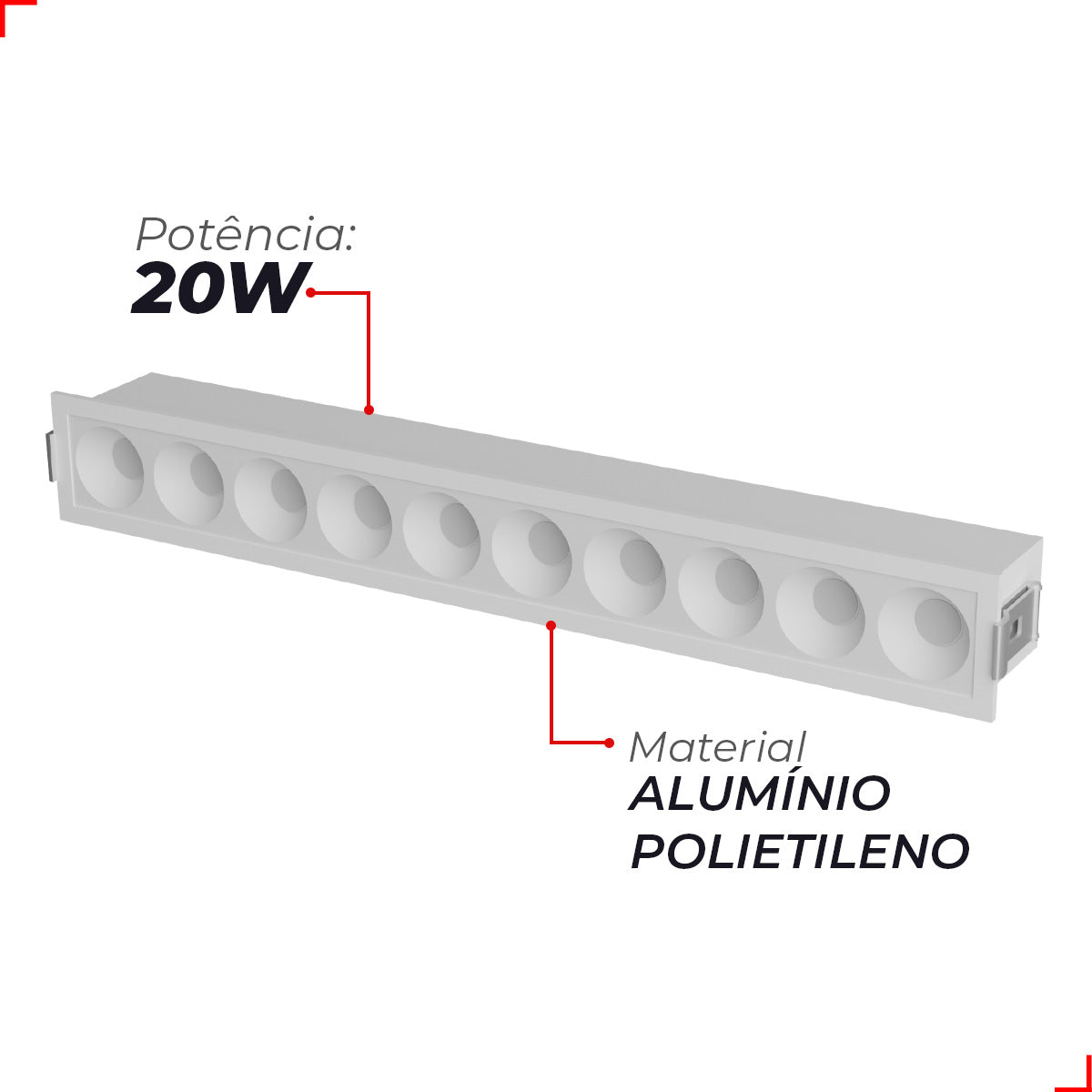 Spot Led Dots Redondo Embutir 20w 2700k/6500K IP65 Bivolt Branco Deluxe