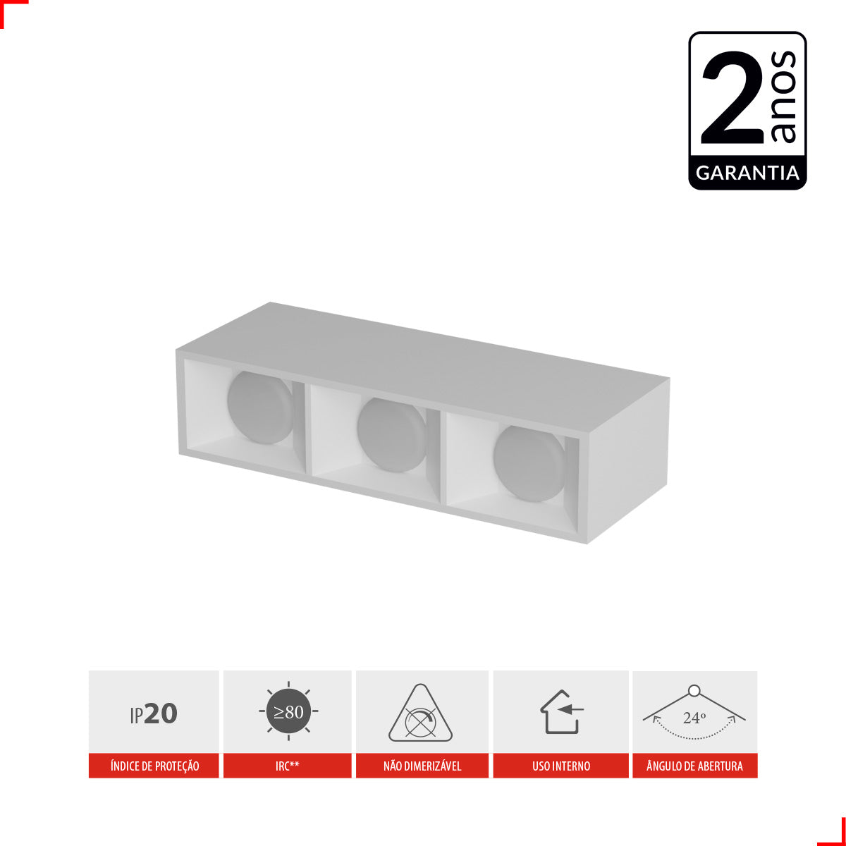 Spot Led Dots Sobrepor Quadrado 6w 2700k/6500k IP20 Bivolt Branco Deluxe