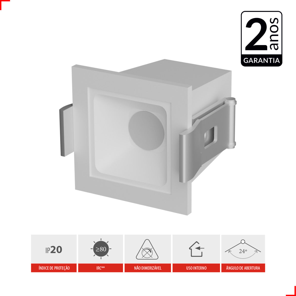 Spot Led Dots Quadrado 2w 2700k/6500k Embutir IP20 Bivolt Branco Avant