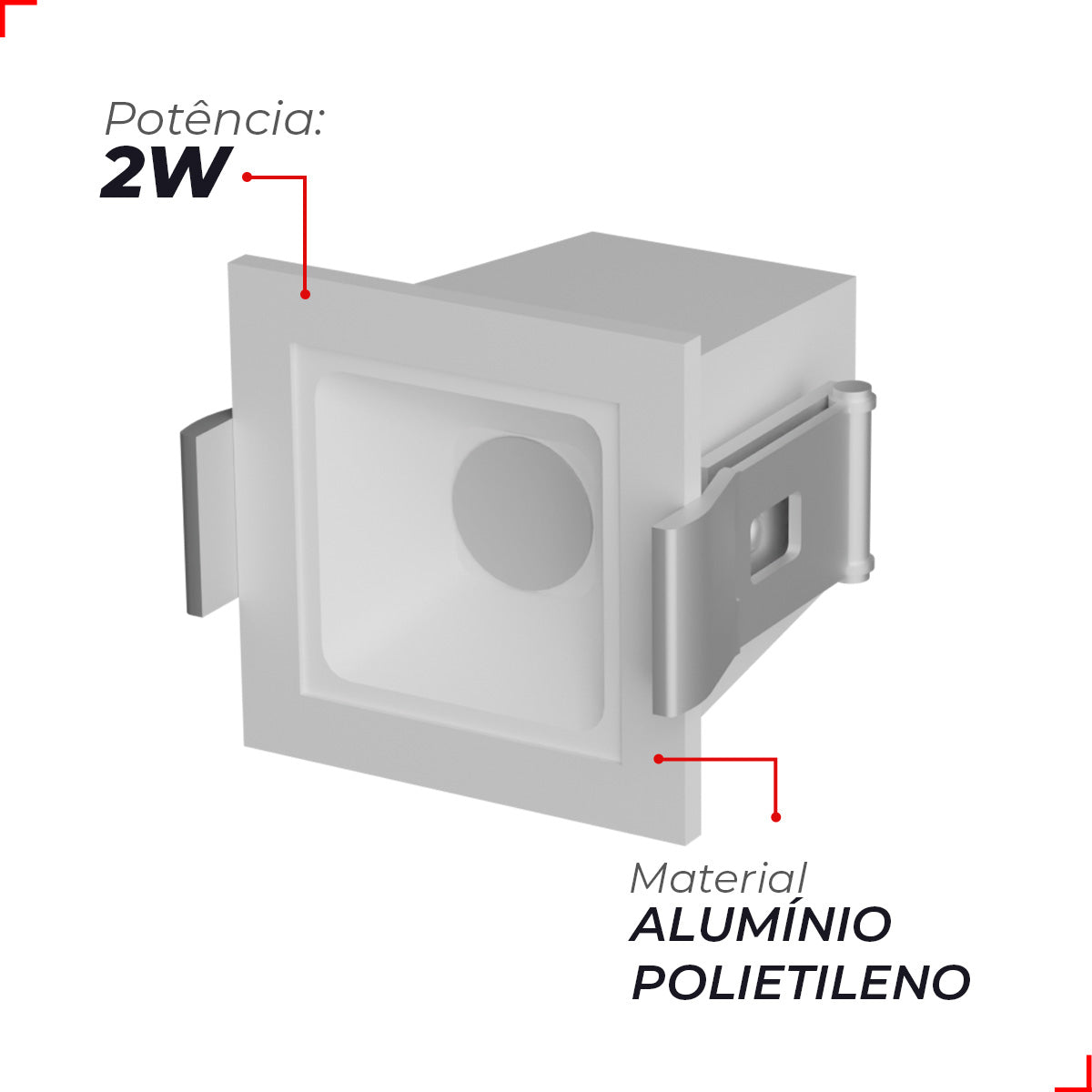 Spot Led Dots Quadrado 2w 2700k/6500k Embutir IP20 Bivolt Branco Avant