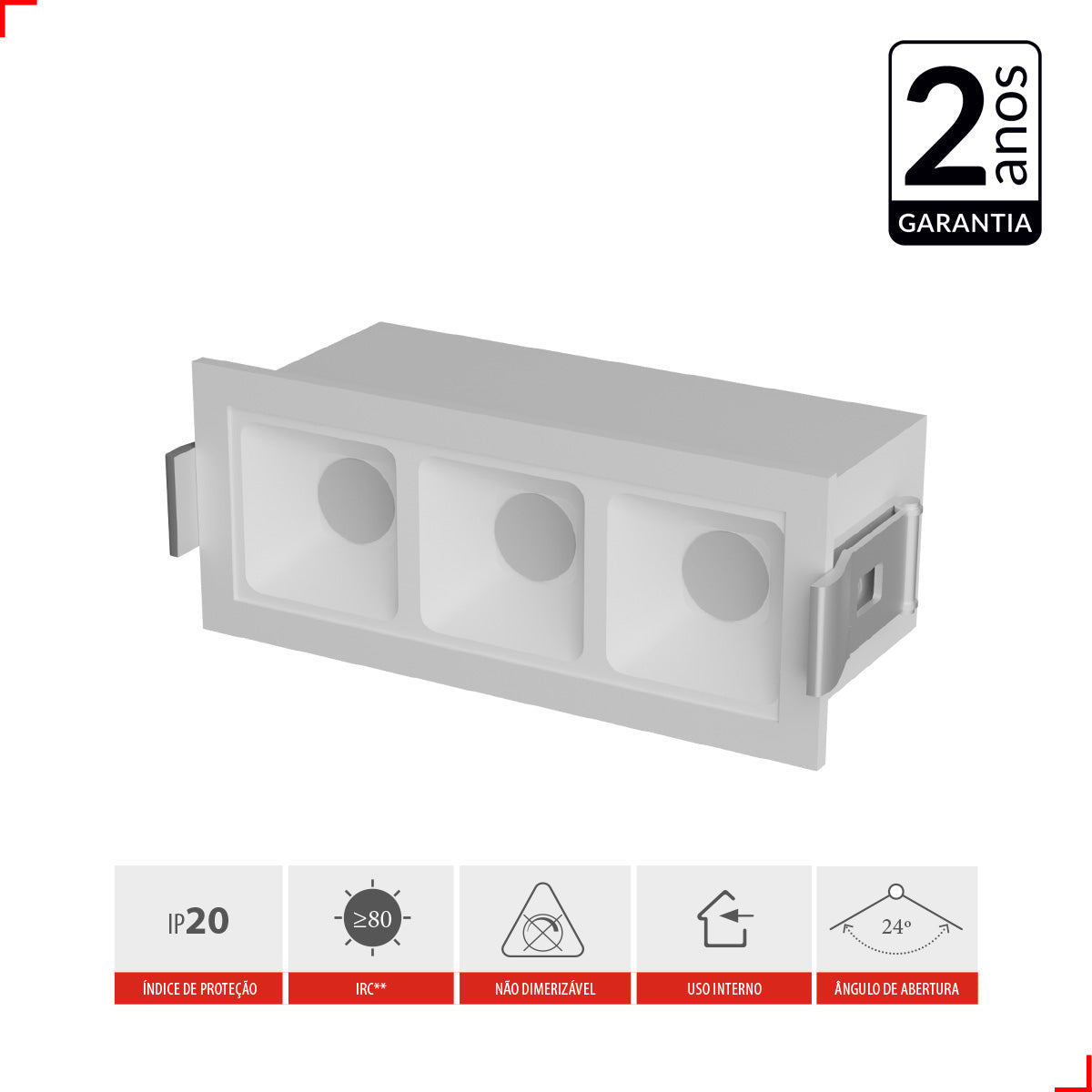 Spot Led Dots Quadrado 6w 2700k/6500k Embutir IP20 Bivolt Branco Deluxe