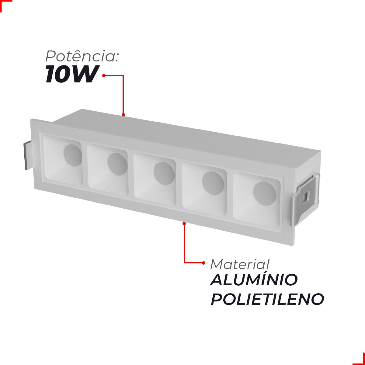 Spot Led Dots Quadrado Embutir 10w 2700k/6500K IP20 Bivolt  Branco Deluxe