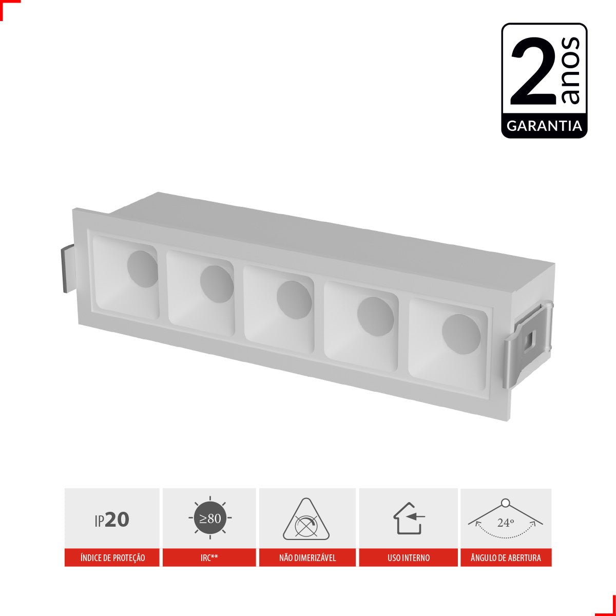 Spot Led Dots Quadrado Embutir 10w 2700k/6500K IP20 Bivolt  Branco Deluxe