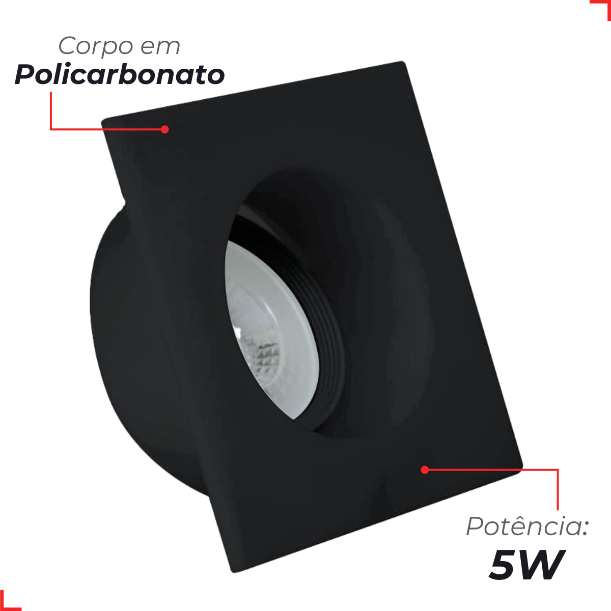 Spot Led Comfort Embutir 5w 2700k Branco Quente 9,4cm Bivolt Redondo Preto Cod: 908835056 Deluxe