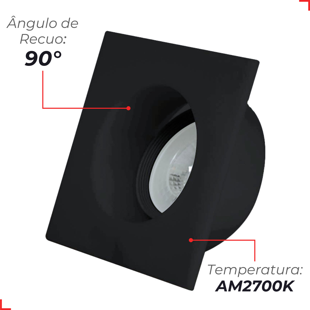 Spot Led Comfort Embutir 5w 2700k Branco Quente 9,4cm Bivolt Redondo Preto Cod: 908835056 Deluxe