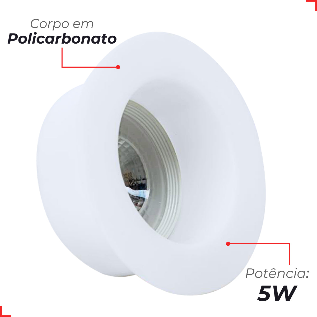 Spot Led Confort Recuado 5w 6500k Branco Frio IP20 Bivolt Branco Avant