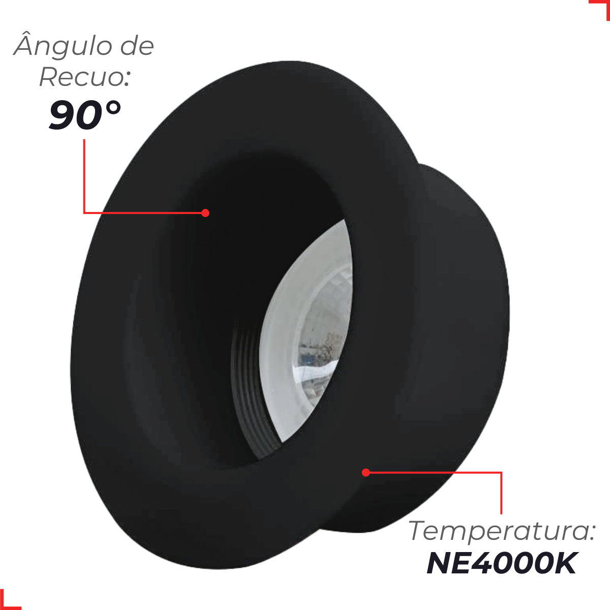 Spot Led Confort Recuado 5w 4000k Branco Neutro IP20 Bivolt Preto Avant