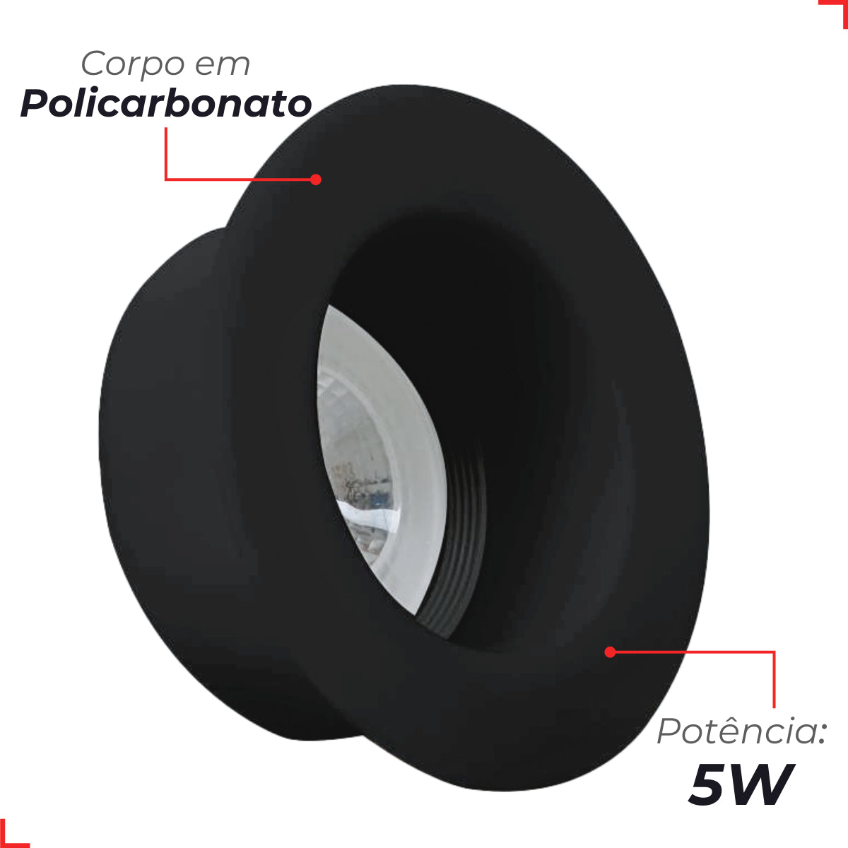 Spot Led Confort Recuado 5w 4000k Branco Neutro IP20 Bivolt Preto Avant