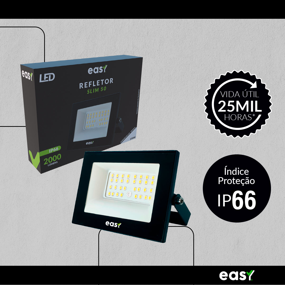 Refletor Led Externo 50W 6500k Branco Frio Bivolt IP66 Preto Avant