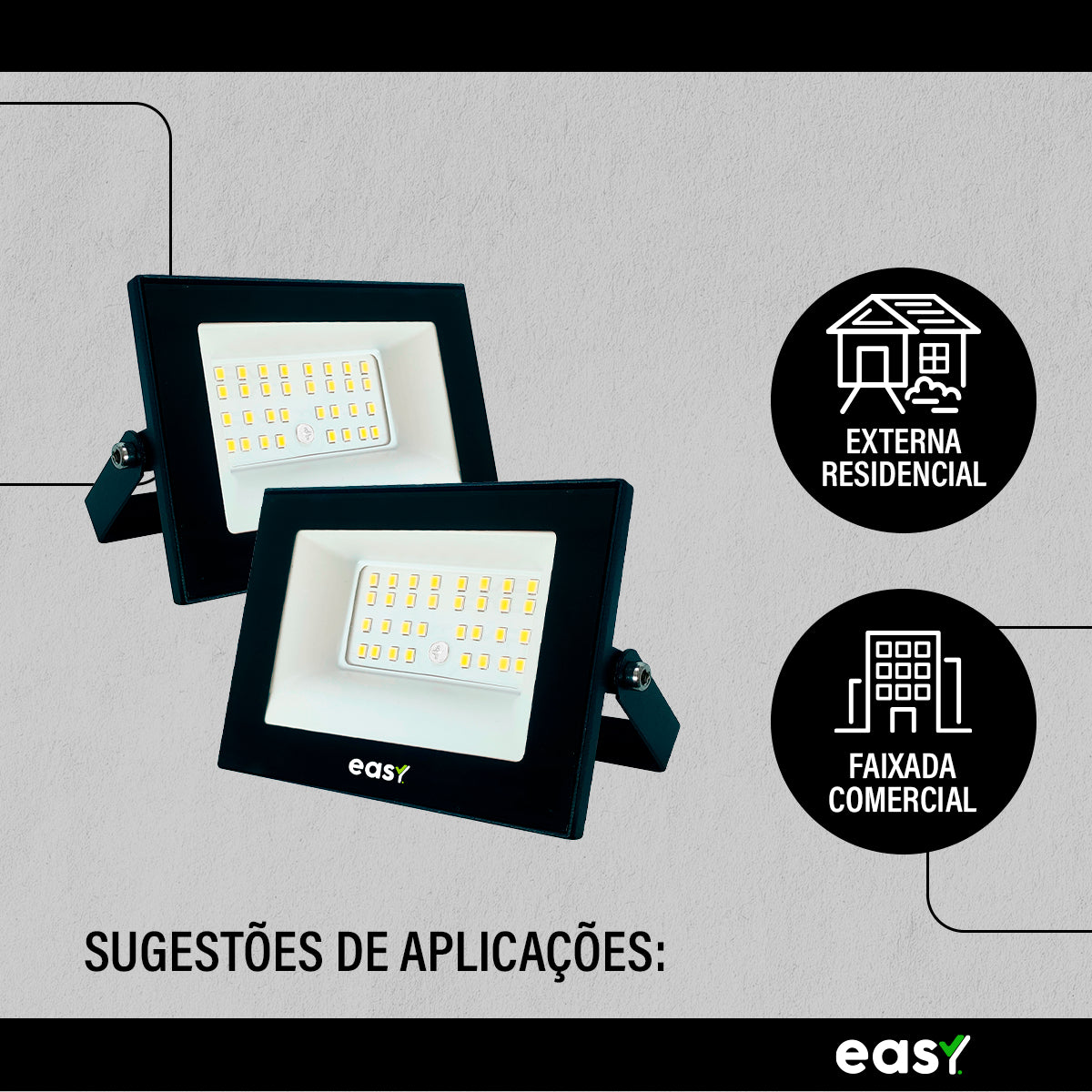 Refletor Led Externo 50W 6500k Branco Frio Bivolt IP66 Preto Avant