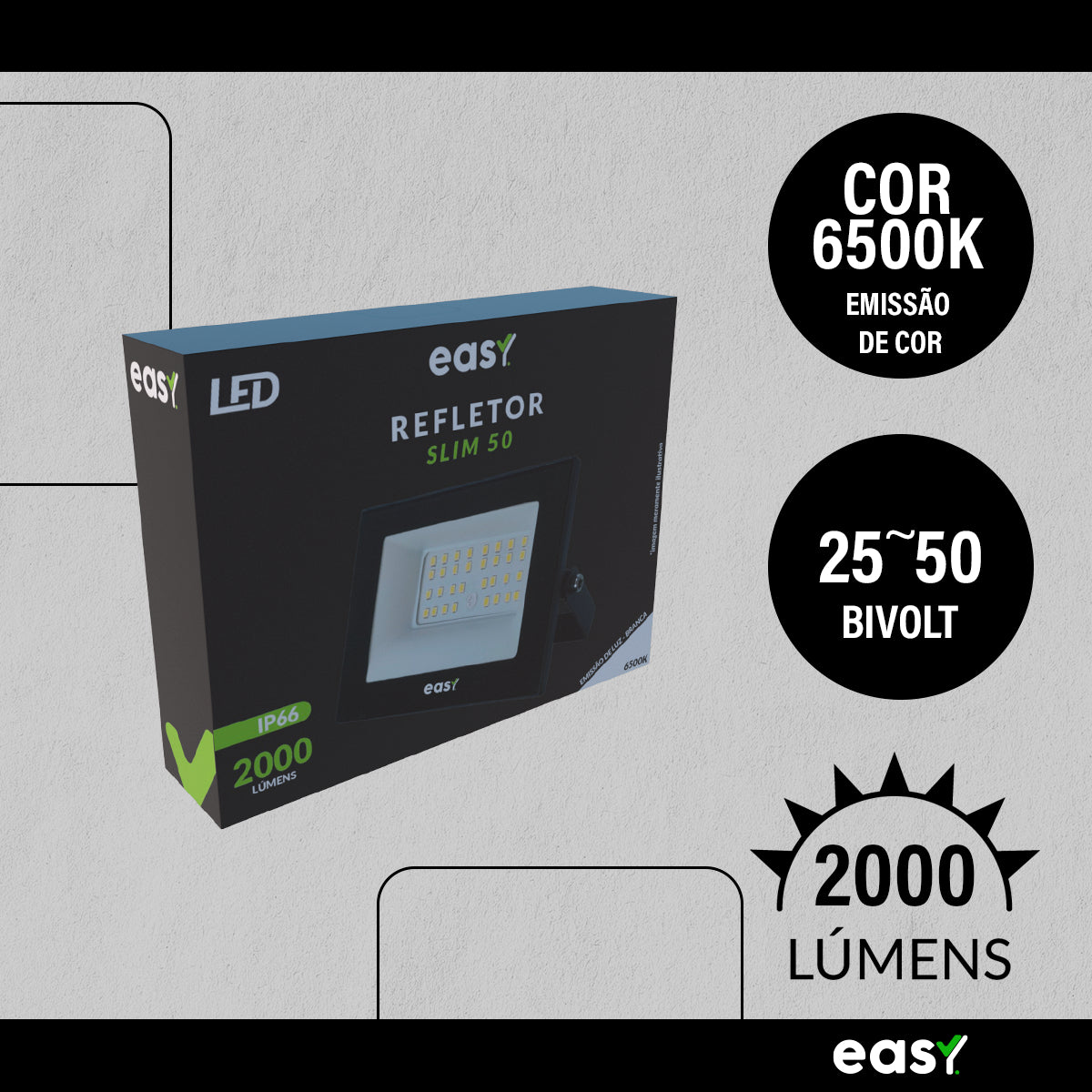 Refletor Led Externo 50W 6500k Branco Frio Bivolt IP66 Preto Avant