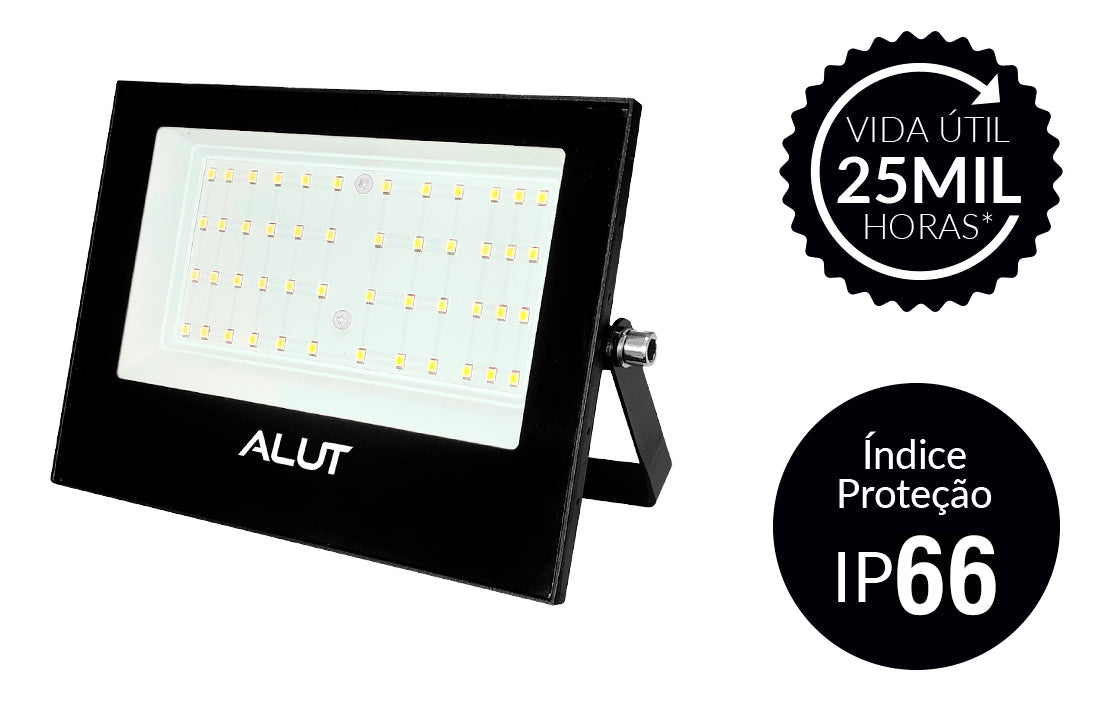 Refletor Led Externo 100w 6500k Branco Frio Bivolt IP66 Preto Avant Easy