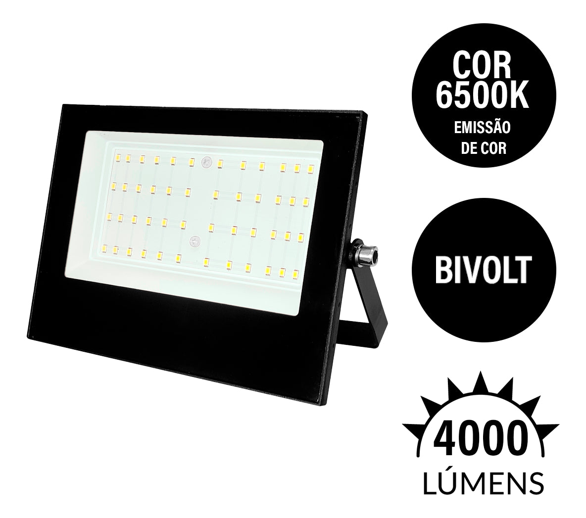 Refletor Led Externo 100w 6500k Branco Frio Bivolt IP66 Preto Avant Easy