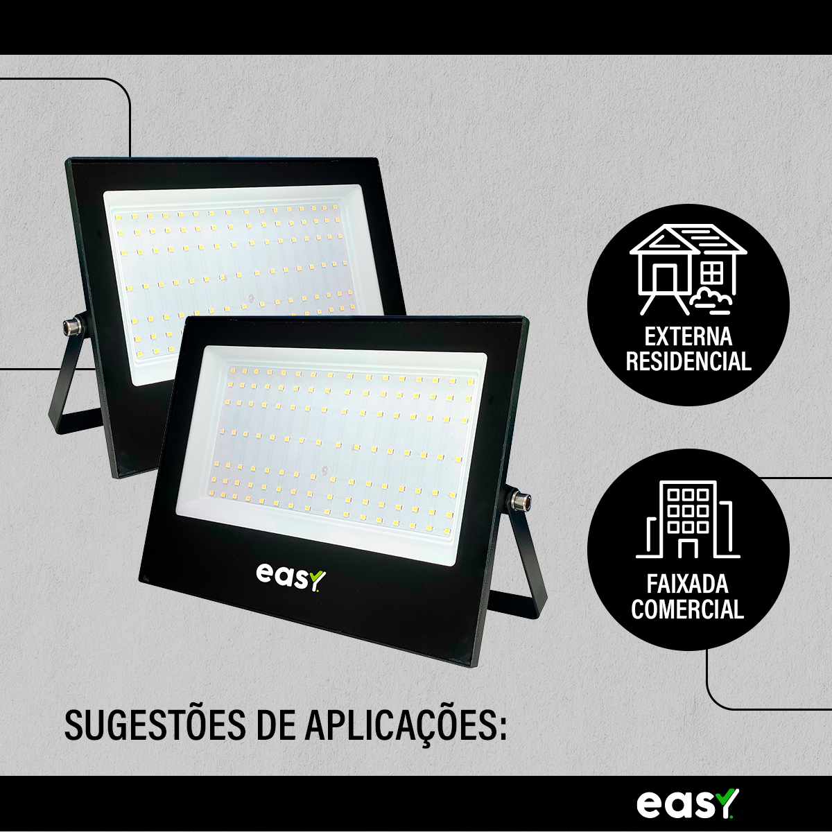 Refletor Led Externo 200w 6500k Branco Frio Bivolt IP66 Preto Avant Easy