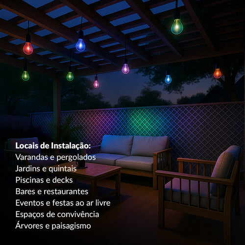 Lâmpada Varal Cordinha Solare 6W RGB Colorido Recarregável Avant