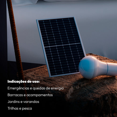 Lâmpada Led Pera Com Painel Solar 2W 6500k Branco Frio Autonomia Até 8h Avant