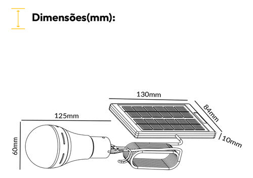 Lâmpada Led Pera Com Painel Solar 2W 6500k Branco Frio Autonomia Até 8h Avant