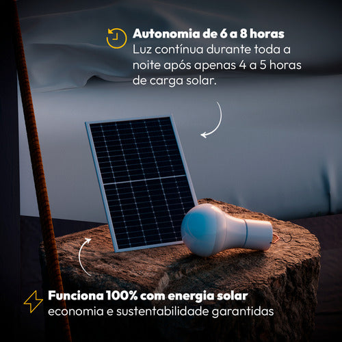 Lâmpada Led Pera Com Painel Solar 2W 6500k Branco Frio Autonomia Até 8h Avant