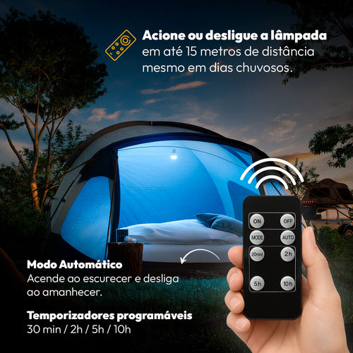 Lâmpada Led Pera Com Painel Solar 2W 6500k Branco Frio Autonomia Até 8h Avant