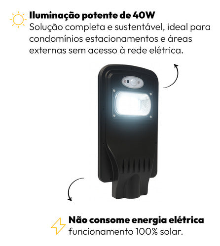 Luminária Poste Detroit Solare 40W 6500k Branco Frio IP65 Avant