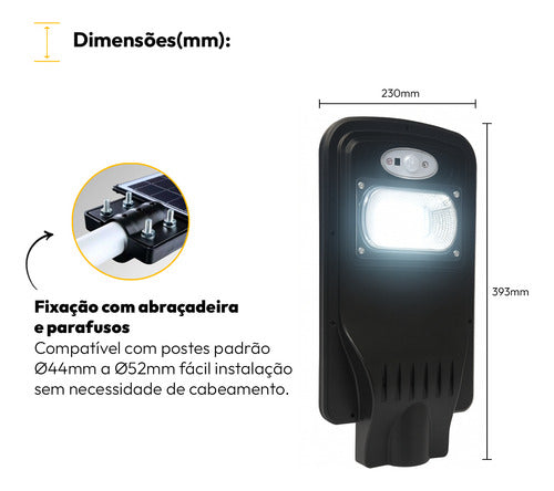 Luminária Poste Detroit Solare 40W 6500k Branco Frio IP65 Avant