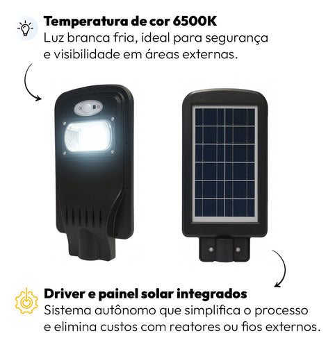 Luminária Poste Detroit Solare 40W 6500k Branco Frio IP65 Avant