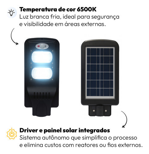 Luminária Poste Detroit Solare 60W 6500k Branco Frio IP65 Avant