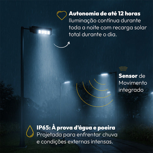 Luminária Poste Detroit Solare 60W 6500k Branco Frio IP65 Avant