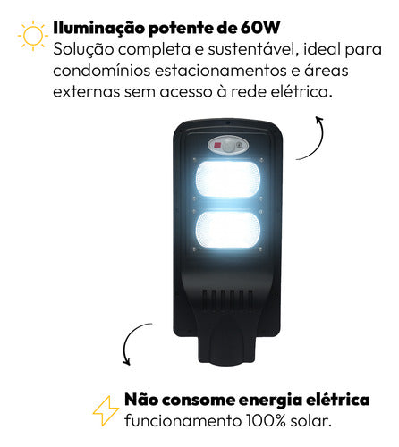 Luminária Poste Detroit Solare 60W 6500k Branco Frio IP65 Avant