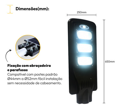 Luminária Poste Detroit Solare 100W 6500k Branco Frio IP65 Avant