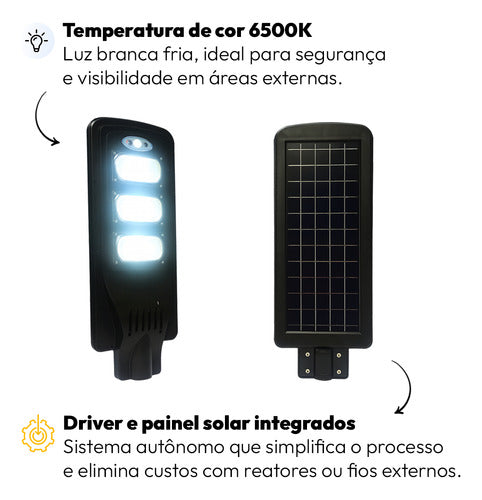 Luminária Poste Detroit Solare 100W 6500k Branco Frio IP65 Avant