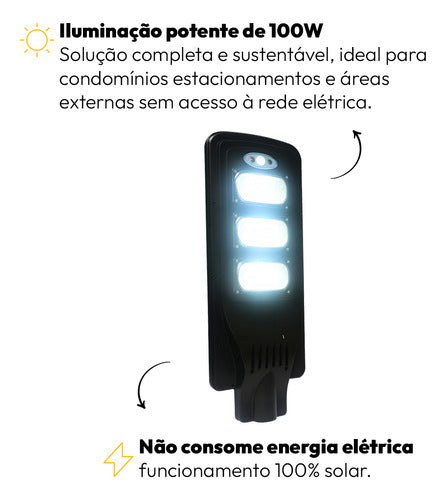 Luminária Poste Detroit Solare 100W 6500k Branco Frio IP65 Avant