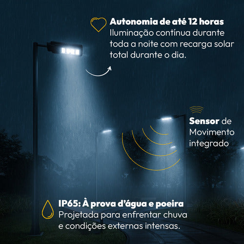 Luminária Poste Detroit Solare 100W 6500k Branco Frio IP65 Avant