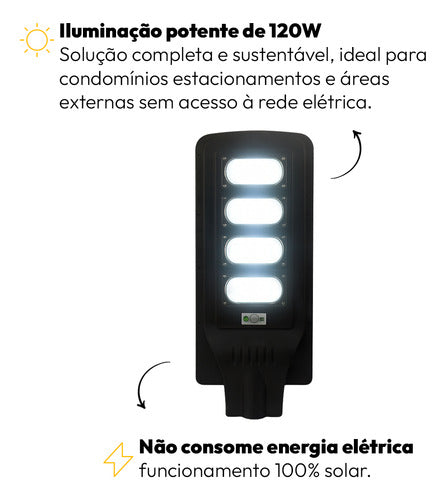 Luminária Poste Detroit Solare 120W 6500k Branco Frio IP65 Avant
