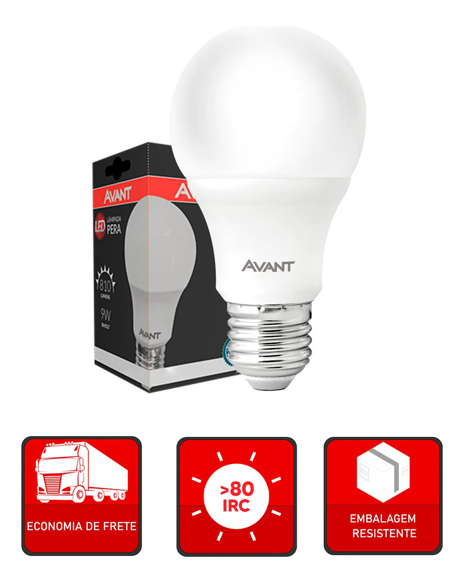 Lãmpada Led Pera 12w 6500K Branco Frio E27 Bivolt IP20 Branco Avant