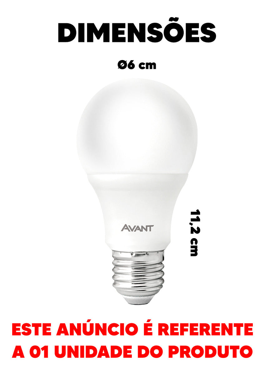 Lãmpada Led Pera 12w 6500K Branco Frio E27 Bivolt IP20 Branco Avant