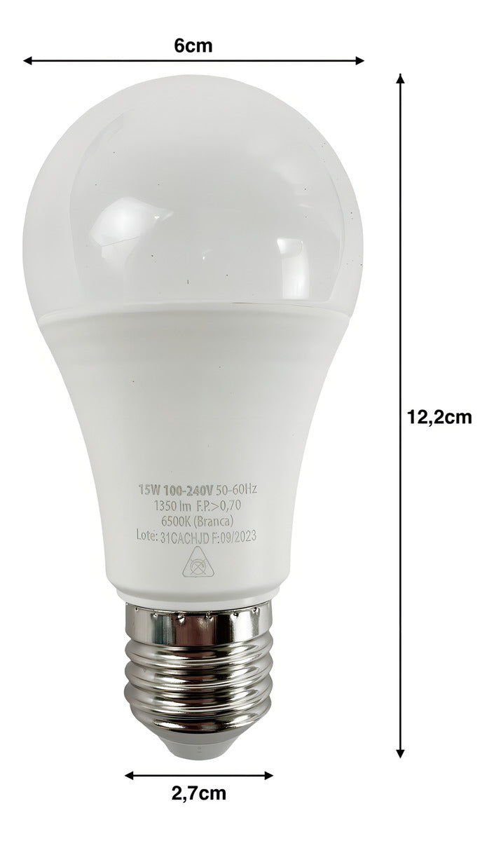 Lâmpada Bulbo Led 15w 6500K Branco Frio E27 IP20 Bivolt Avant