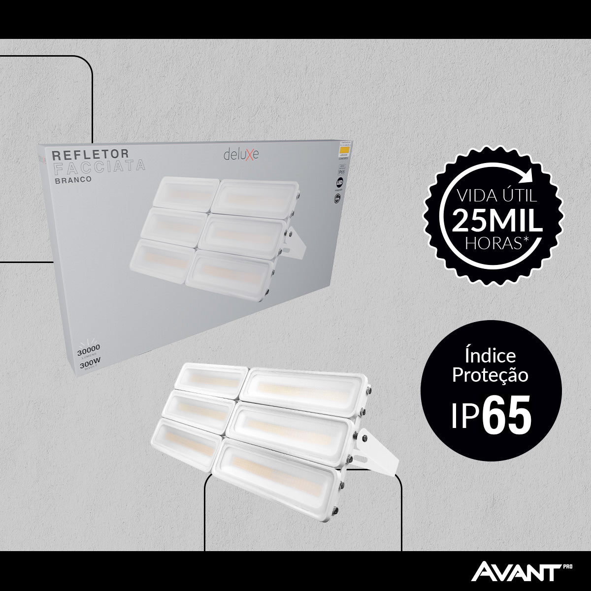 Refletor Led Facciata 300w 3000k Branco Quente Bivolt IP66 Branco Avant Pro