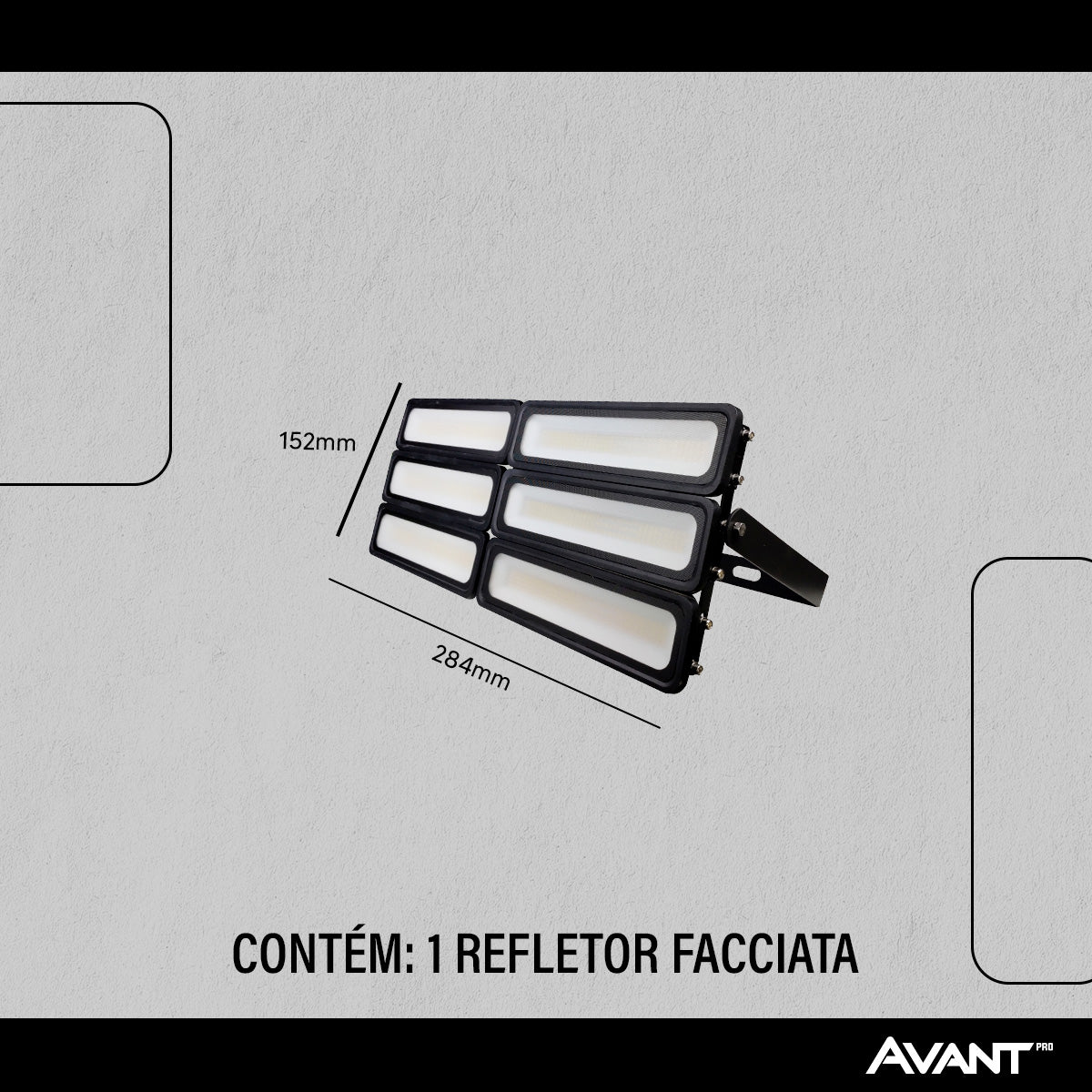 Refletor Led Facciata 300w 6500k Branco Frio Bivolt IP66 Preto Avant Pro