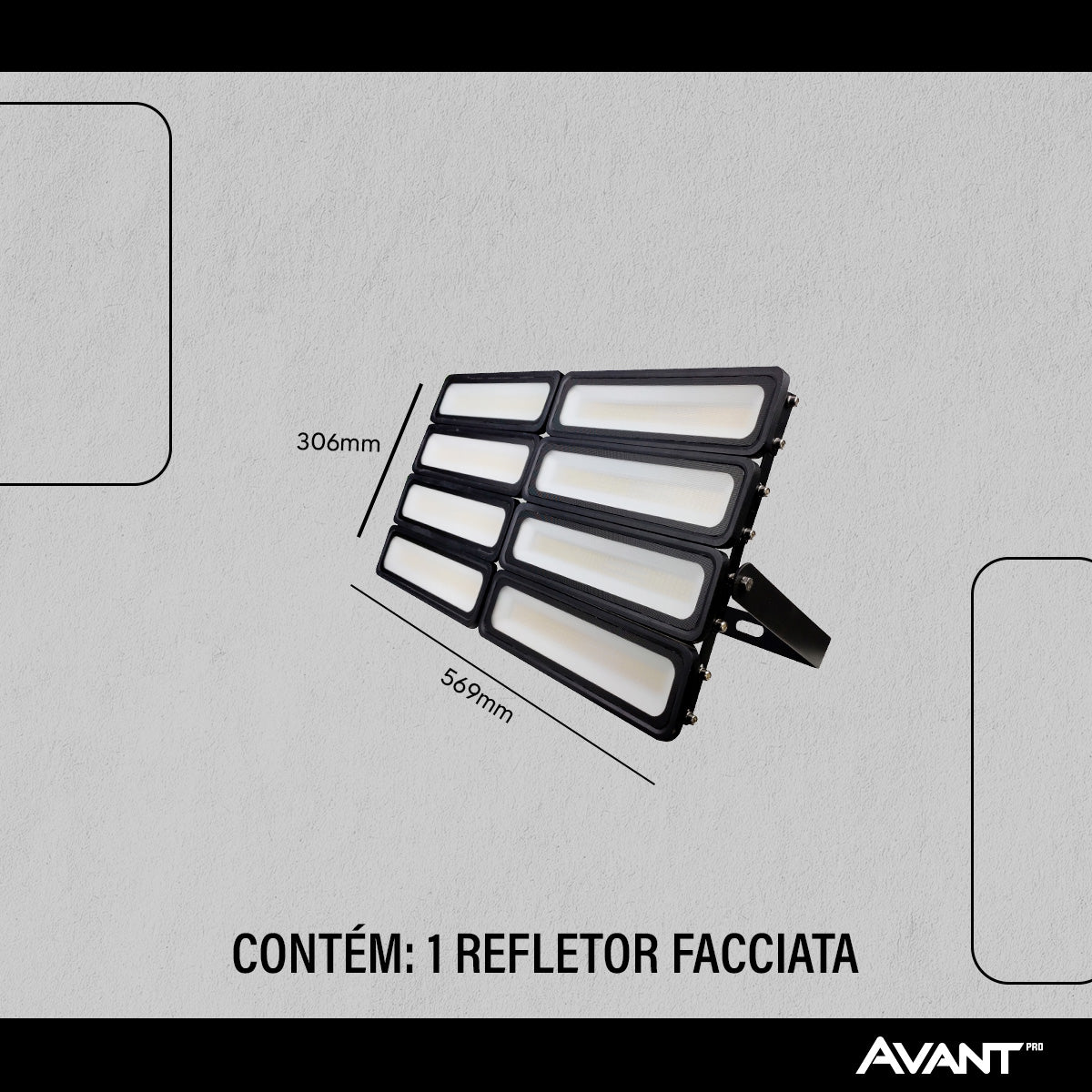 Refletor Led Facciata 400w 4000k Branco Neutro Bivolt IP66 Preto Avant Pro